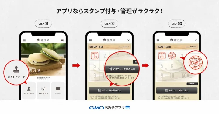 GMOおみせアプリならスタンプ付与・管理が楽楽！